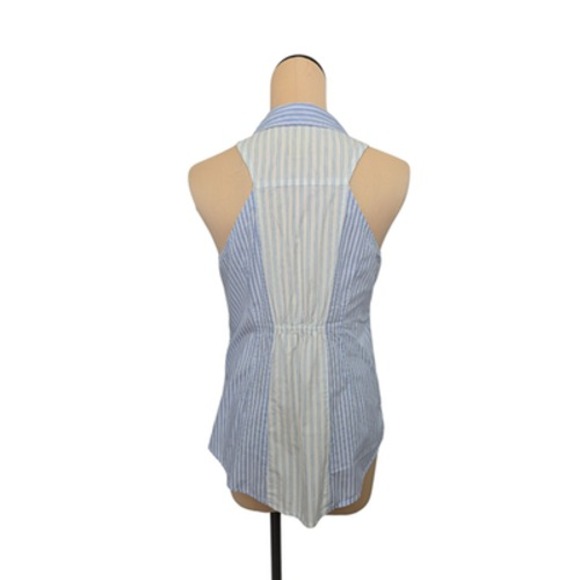 Maeve Button Down Shirt Womens 8 Blue White Striped Sleeveless Collared‎ Top - Picture 3 of 9